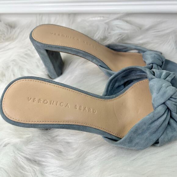 New Women’s Veronica Beard Ganita Knot Blue Suede Slide Sandals Size 6 - Picture 4 of 9